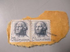 US Postal Stamps. 2x George Washington 5 Cent Stamps, 1 New York Public Library