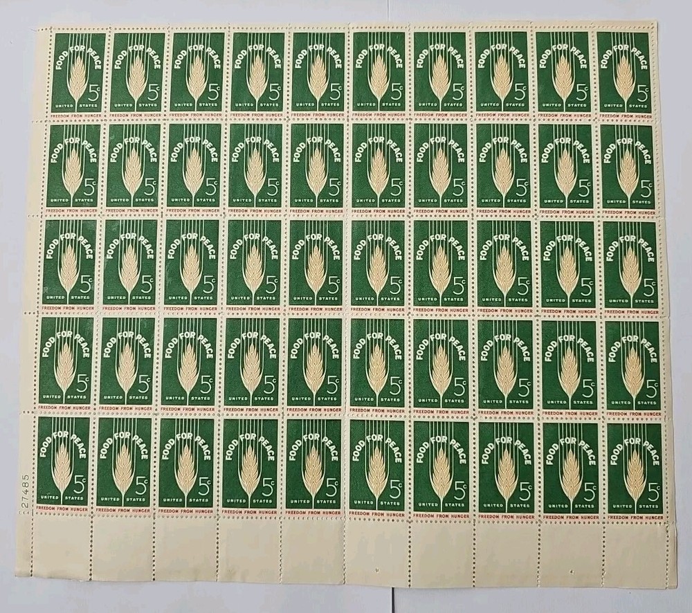 Stamp US Postage 5c 5 Cent Sheet OF 50 Stamps Food For Peace Freedom From Hunger
