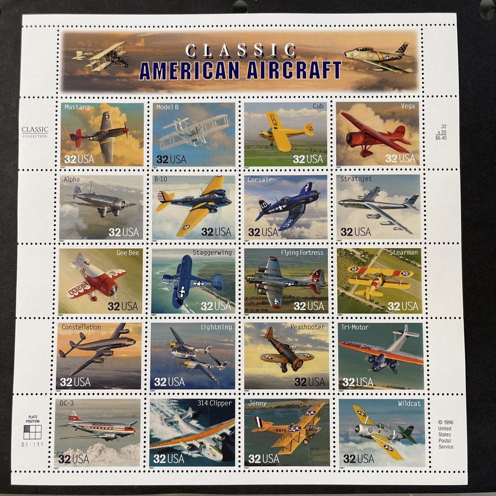 US #3142 Famous U. S. Aircraft In Flight Pane Of 20 – 32c MNH