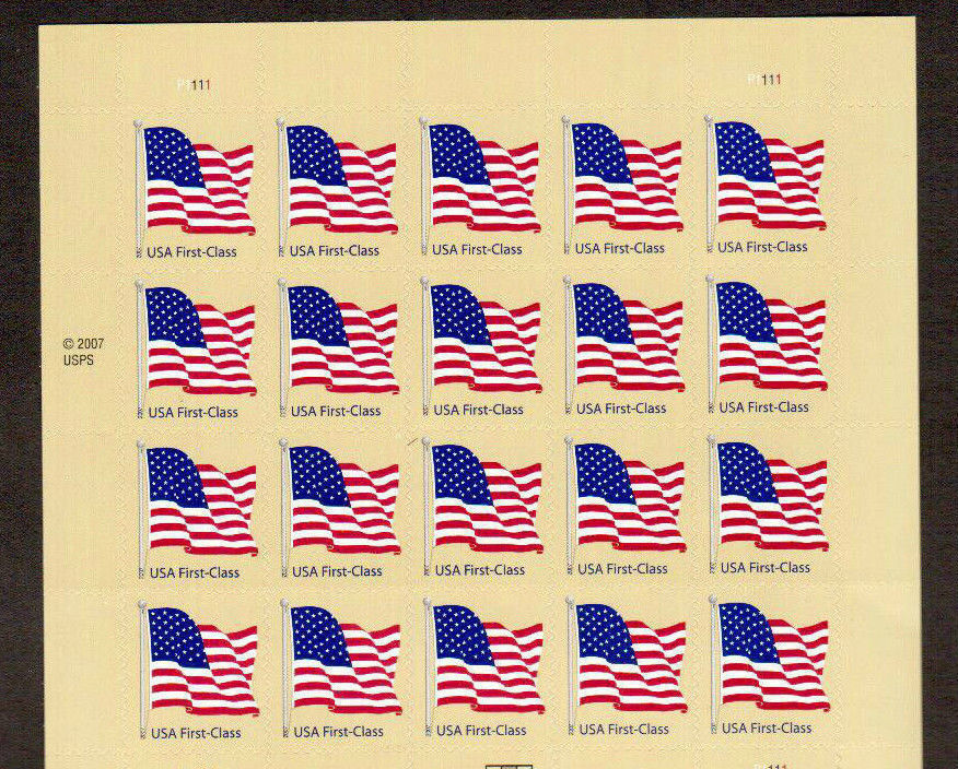 STAMPS.SHEET. # 4130 Self Adhesive Non denominated US Flag. 2007. 20 X 41 cent