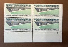 Scott# 2109 • 1984 Vietnam Veterans Memorial 20¢ • Plate Block • MNH