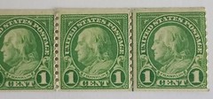 Benjamin Franklin One Cent U.S. Rare Set of 3 unused Stamps No Rubber Stamp Mark