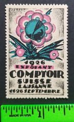 Vintage 1926 Swiss Floral Flower Company Poster Stamp