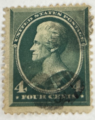 U.S. Sc. #211, USED, 1883, 4-cent Jackson, blue green, Perf 12 B23