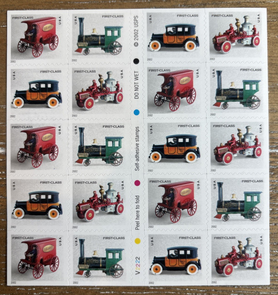 United States First-class 37¢ Antique Toys Postage Stamp #3626-29 3629e Booklet