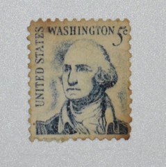 1967 US 5 Cent George Washington Stamp Blue Rare Vintage Misprint Used