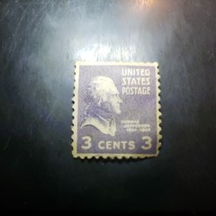 3 cent Thomas Jefferson stamp purple