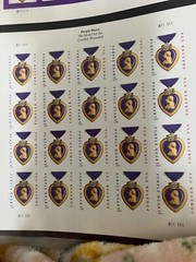 PURPLE HEART purple boarder 20 count USA Forever stamps-NEVER USED