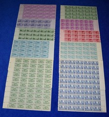 Ten U.S. Postage Full Mint 3 Cent Sheets 1950s Patriotics