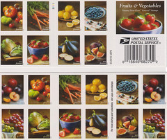 FRUITS & VEGETABLES Booklet of 20 Forever Stamps MNH #5493b