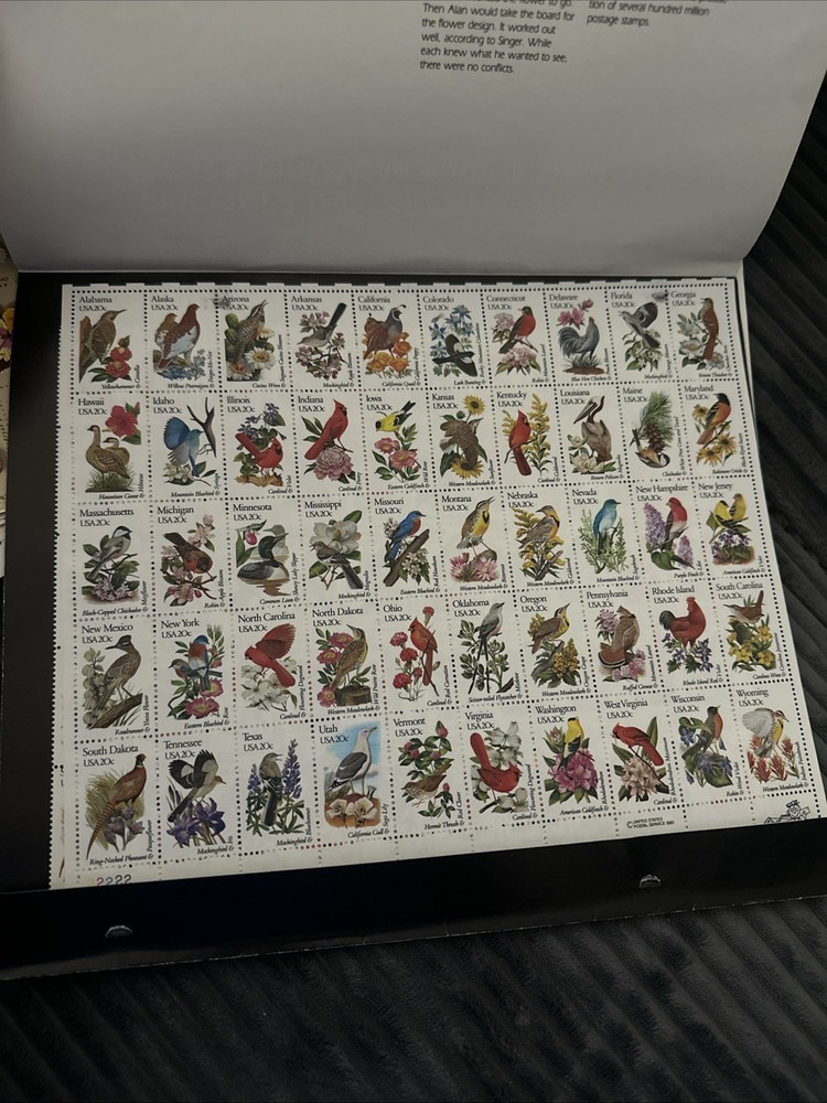 US SCOTT 1953-2002 PANE OF 50 STATE BIRDS AND FLOWERS 20 CENT FACE MNH