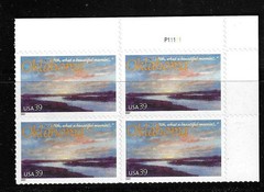 USA SC # 4121 Oklahoma Statehood 100th Anni . – Cimarron River – / BLK4 . MNH