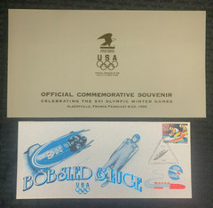 1992 OLYMPIC WINTER GAMES Commemorative Bobsled & Luge Stamp VF/NM 9.0