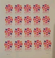 LOVE HEARTS BLOSSOM Sheet of 20 Forever Stamps MNH #5339 MNH