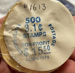 RARE 1979 3.1 CENT STAMPS 500 STAMP COIL ROLL ORIGINAL WRAPPING GUITAR