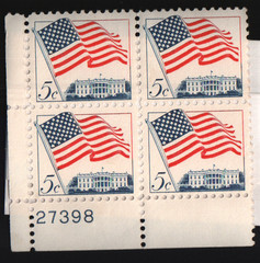 1963 5c 50-Star US Flag Block of Four Scott #1208 ST139