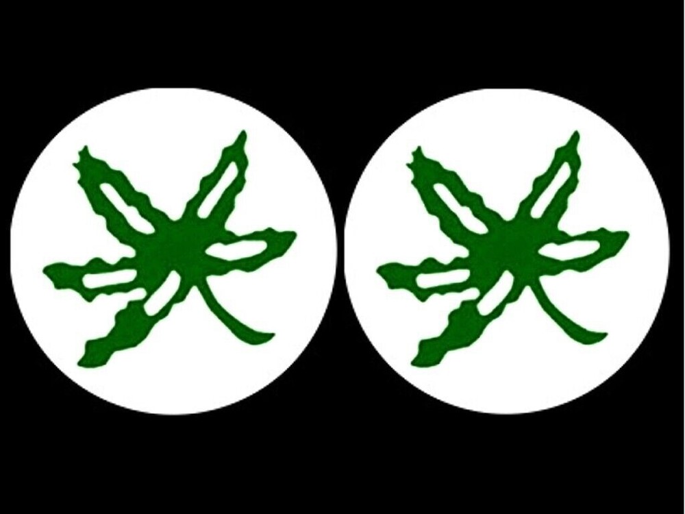 Lot of 15 – 1.25″ Diameter GREEN ON WHITE Ohio State Buckeyes Helmet Stickers