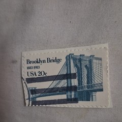 Brooklyn Bridge 20 Cent USA Postage Stamp Architecture Blue White