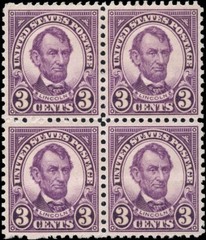 USA Mint H/NH VF 3c Scott #661 Rotary 11×10.5 Block of 4 1929 Lincoln Stamps
