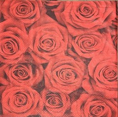 TWO Paper LUNCHEON Decoupage Craft Napkins Valentine Red Roses Flowers /floral