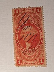 US INTERNAL REVENUE INLAND EXCHANGE 1 DOLLAR STAMP Scott’s R66A