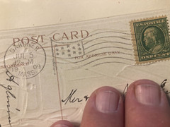 1909, JULY 5 CANCELATION 1 CENT BENJAMIN FRANKLIN GREEN STAMP 6 POST CDS ANTIQU