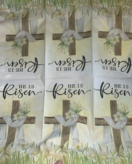 Three Paper Dinner Decoupage Craft Napkins He Is Risen Easter/cross Yellow Lily