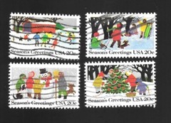 US stamps 20c seasons greetings 1982 #2027-30 Set of 4, used off paper hinged