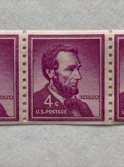 1958 Abraham Lincoln Strip of 5 Stamps with Mounts MNH
