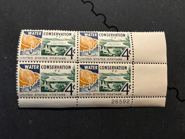 Scott #1150. 1960. 4c Water Conservation plate block of 4. MNH. free shipping