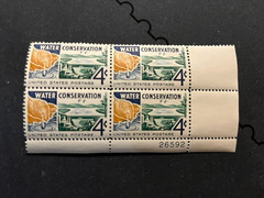 Scott #1150. 1960. 4c Water Conservation plate block of 4. MNH. free shipping