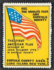 Vintage Suffolk County World’s Fair Long Island New York Flag Poster Stamp