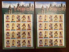 US Postage Stamp Lot – American Indian Dances – Lot of 2 sheets