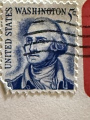 Vintage George Washington Blue 5 Cent Stamp (1)