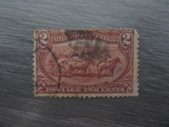 US Postage Stamp – Farming in the West – 1898 – 2 cents – Red – Used – Vintage