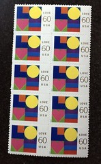 2002USA #3658 60c Love Series Abstract Art – Block of 10 Mint Postage Stamps