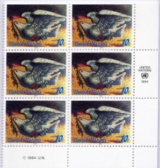 Unused Stamp Block United Nations Peace Dove Olive Branch 10 Cents 1994 NEW