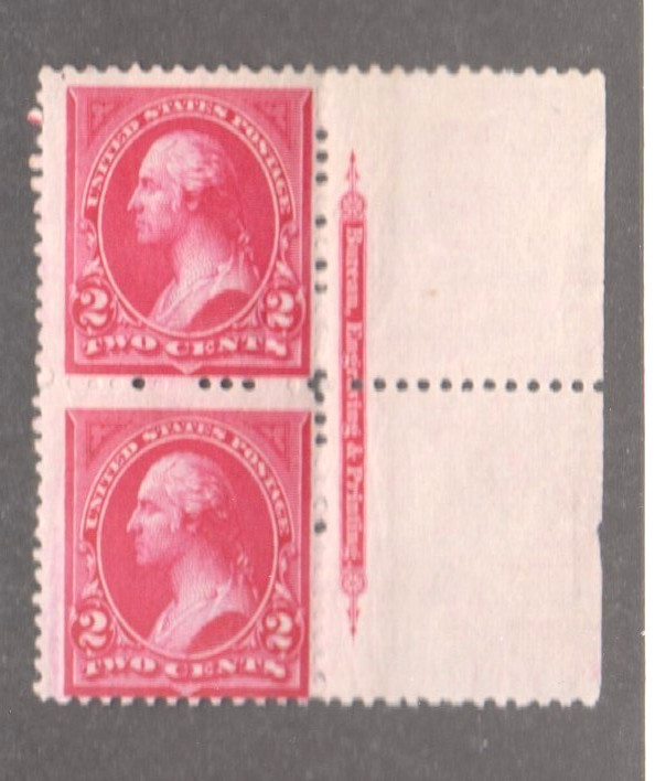 US SCOTT # 250 WASHINGTON PAIR IMPRINT 1894 BANK NOTE MINT NH OG H1896