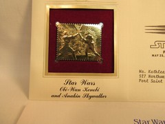 Obi-Wan Kenobi & Anakin Skywalker Star Wars Disney 22KT Gold Stamp 1st Day USPS