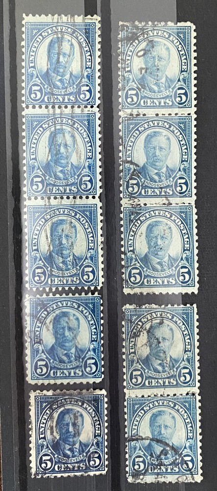 US 1922 Theodore Roosevelt 5 Cents SC # 557 10 Pieces Fine Used