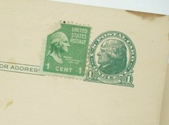 lot of 5 – 1 Cent Green Jefferson Stamp Postcard 2 With 1 cent Washington Stamps