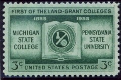 USA 1955 – First of the Land Grant Colleges, 1855-1955–PENN ST./MICH. ST. #1065