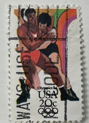 United States USA Postage Stamp 20 Cents 1984 Olympics Wrestling Canceled