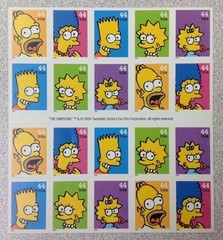 Two (2) Panes / Sheets x 20 = 40 THE SIMPSONS 44¢ US PS Stamps. Sc # 4399-4403
