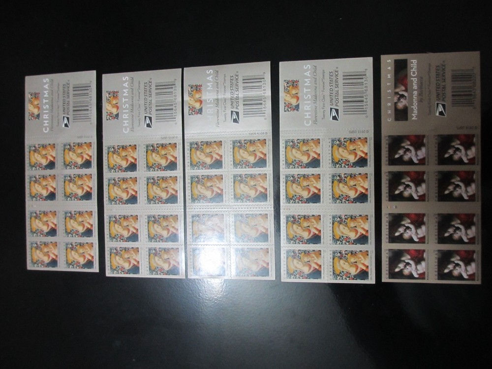 5 BOOKLET OF 20 MADONNA AND CHILD FOREVER STAMPS