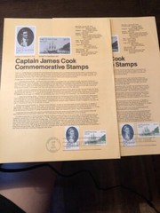 2 Captain James Cook Commemorative Stamps $.13 First Day of Issue Jan 20, 1978