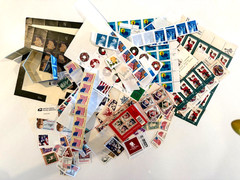 Unused lot of Multiples & Strips & Singles of US Postage Stamps Face value $90+