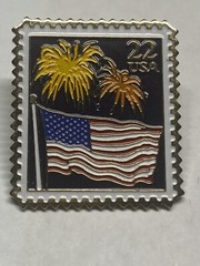 USPS 1987 USA Flag 22 cent Stamp Postal Hat Lapel Pin