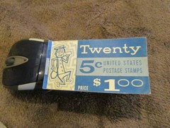 Vintage George Washington 5 cent stamp book with 3 stamps