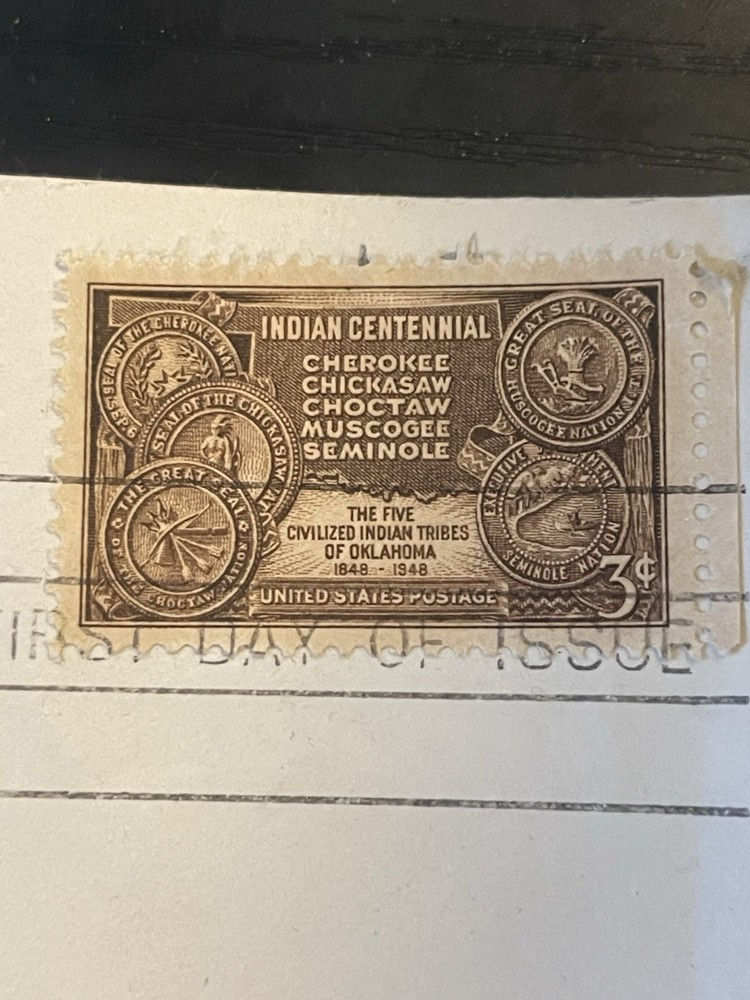 US Stamp 1948 Five Tribes Oklahoma – 3 Cent Stamp – First Day Of Issue